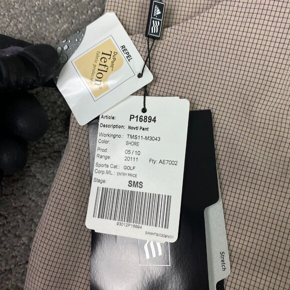 Adidas Golf Pants Men's 32 x 32 Tan Cream Plaid Check Climalite Teflon - Picture 5 of 15